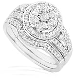 1.00ctw Round Brilliant Diamond Wedding Ring Set (GH/I1-I2) in 14kt White Gold
