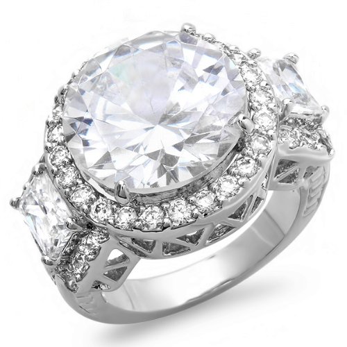 10.00 CT Ladies Round & Baguette Cubic Zirconia CZ Wedding Halo Bridal Engagement Ring (Available in size 6, 7, 8) size 6 10.00 CT Ladies Round & Baguette Cubic Zirconia CZ Wedding Halo Bridal Engagement Ring (Available in size 6, 7, 8) size 6