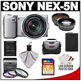 Sony Alpha NEX-5N Digital Camera Body & E 18-55mm OSS Lens (Silver) with 32 ....
