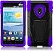 For LG Lucid 2 VS870 T-Stand Impact Kickstand Hybrid Double Layer Fusion Cover Case Black/Dark Purple
