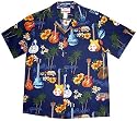 Guitars Hawaiian Aloha Shirt Navy