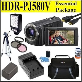 Sony HDRPJ580V High Definition Handycam 20.4 MP Camcorder Essentials Package W/ Battery + Battery Charger + LED Video Light + Case + Tripod & Much More!!!