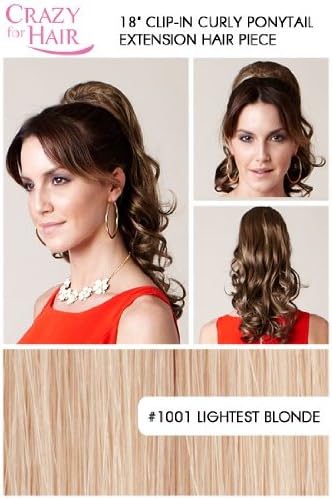18" Clip-in Curly Ponytail Extension Hair Piece Lightest Blonde [1001]