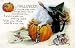 Vintage Halloween Poster Made From Circa 1910 Postcard Black Cat Pumpkin Cauldren Mice 18"x24"