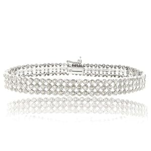 Sterling Silver 2ct Diamond Three Row Bracelet