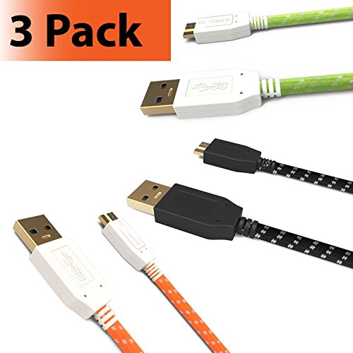 Pawtec Premium Rugged SuperSpeed USB 3.0 Type A Male to Micro-B High-Speed Charge & Sync Data Cable 5 Gbps 3.3 Feet/1Meter Gold Plated, for Smartphones, External Hard Drive, Computer Devices, and Electronic Peripherals (3 Color Pack)