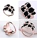 ACEFEEL Rose Gold Plated AAA Zircon Crystal Luxurious Black Enamel Flower Design Cocktail Ring