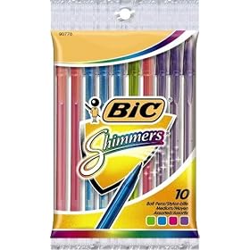 BIC Shimmers Ball Pen, Medium Point (1.0 mm), Assorted, 10-Count