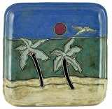 8.5 MARA Collectible Stoneware LUNCH Salad APPETIZER Square PLATE Palm Trees OCEAN Beach
