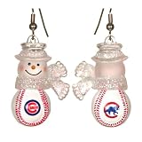 Chicago Cubs MLB Snowman Baseball Earrings (1)