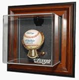 Single Ball Case-Up Wall Mountable Wood Display Case with Engraved MLB Team Logo