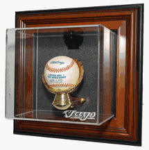 Single Ball Case-Up Wall Mountable Wood Display Case with Engraved MLB Team Logo
