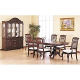 ELEGANT MOHAGONY 7PC SOLID DINING TABLE SET W/ 6 CHAIRS