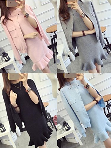 【PALERO・パレロ】選べる４色 レディース フェミニン シンプル ニット フレア 長袖 ニット ワンピース 長袖カーディガン ノースリーブ ニットワンピース ２点セット ４サイズ