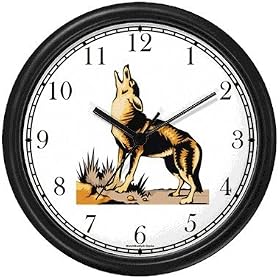Coyote Dog Wall Clock by WatchBuddy Timepieces (Hunter Green Frame)