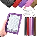 DURAGADGET Funda/Cubierta Lila De Piel Aut�ntica Con Estilo Libro Y Cierre Magn�tico Parael Nuevo Kindle De Amazon, Wi-Fi, Monitor 6" E Ink + Cargador De Red El�ctrica (NO Funciona Con El Amazon Kindle Touch / Touch)