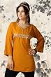 Mustard Yellow Poly Crepe embroidered Indian Tunic Kurti