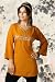 Mustard Yellow Poly Crepe embroidered Indian Tunic Kurti