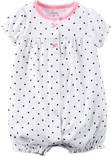 Carters Baby Girls Dotted Heart Romper 6 Month White