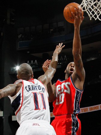 New Jersey Nets v Atlanta Hawks: Jamal Crawford and Damion James Photographic Poster Print by Kevin Cox, 48x64