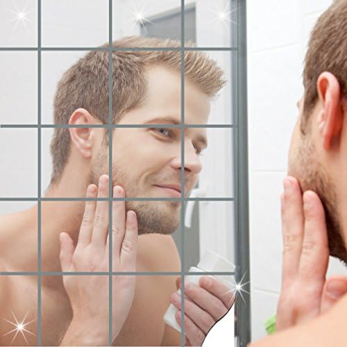 A Set of 16 pcs Foil Mirror Wall Sticker Self-adhesive Wall Decals DIY Stickers for Bathroom