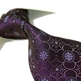 Towergem XL 100% Silk Purple Floral Woven Tie For men Necktie Extra Long