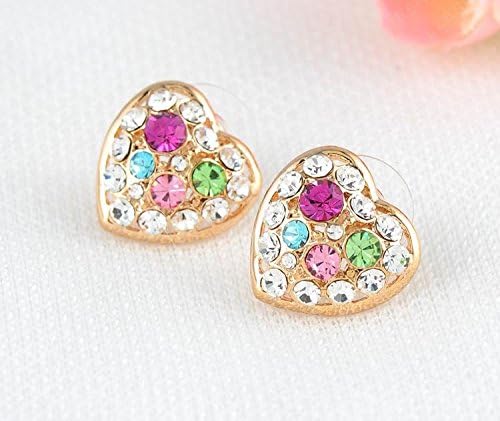 Lovely Heart Earrings Real 18k Gold Plated SWA Element Austrian Crystals Love Jewelry Earrings