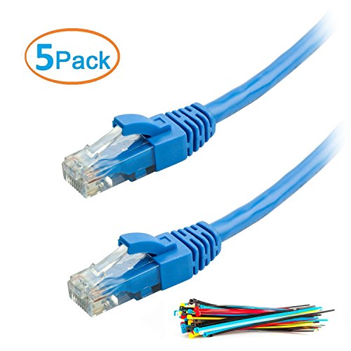 Aurum Cables 15 Feet Cat6 Snagless Network Ethernet Patch Cable - Blue - 5 Pack