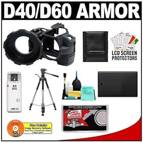 MADE Rubberized Camera Armor Case (Black) for Nikon D40, D40x & D60 Digital SLR Camera + EN-EL9 Battery + Tripod + Accessory Kit
