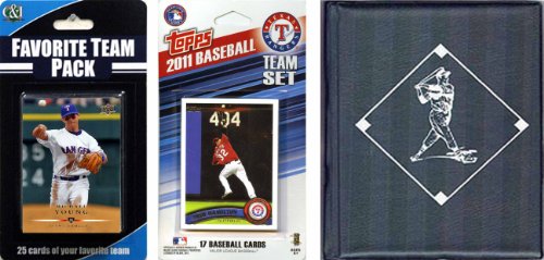 MLB Texas Rangers Licensed 2011 Topps Team Set and Favorite Player Trading Cards Plus Storage Album
