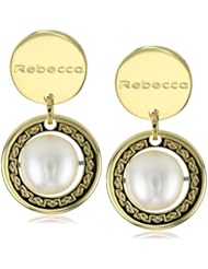 Rebecca "Shibuya" Yellow Gold Over Bronze with Pearls Drop Earrings