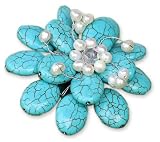 Pearl brooch, 'Blue Azalea'