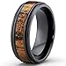 Black Titanium Wedding Band with Real Koa Wood Inlay, Milgrain Ring comfort fit 8MM