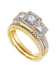 1.0CTW DIAMOND 0.40CT CENTER PRINCESS BRIDAL SET