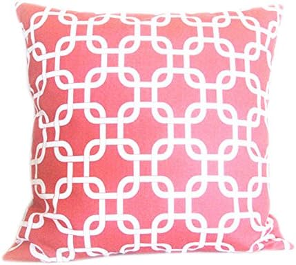 Popeven Coral Canvas Trellis Chain Accent Decorative Throw Pillow Cover