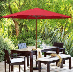 13 ft Wood Patio Outdoor Furniture Umbrella Red