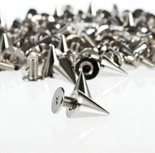 FanRun 100pcs/set 9.5mm Silver Cone Spikes Screwback Studs DIY Craft Cool Rivets Punk