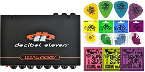 Decibel Eleven Loop Expander String Bundle w/ 2 free Items: Ernie Ball Guitar Strings, 1 Dozen Dunlop Tortex Picks