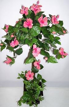3' Silk Hibiscus Topiary Tree Pink