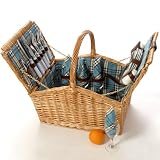 from La Roca 4 Person Wicker Picnic Basket Hamper Blue