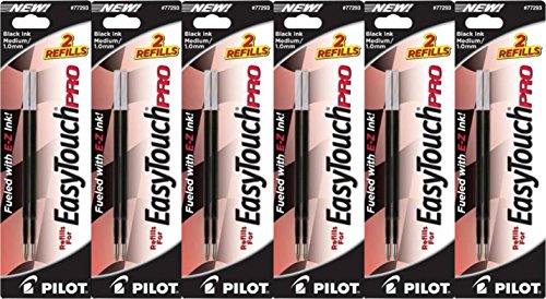 Pilot EasyTouch Pro Ballpoint Pen Ink Refills, Medium Point, Black Ink, Pack of 12