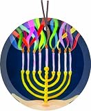 Rikki Knight Hanukkah Menorah Design Glass Round Christmas Tree Ornament Suncatcher - Affordable Gift for your Loved One! Item #RK-GLORN-398