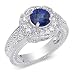 Glamorous 1.50 carats total weight Round Shape Checker Board Created Blue Sapphire & White CZ Size 7 Gemstone Ring in Sterling Silver