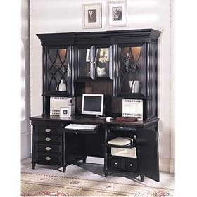 Black 72 inch Credenza and Hutch Home Office Computer Furniture Desk Set by eWay Furniture