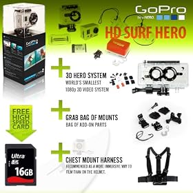 GoPro HERO2 Surf with 3D System, Grab Bag of Mounts, Chest Mount Harness