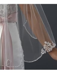 Wedding Bridal Veil, Vintage Pearl, 1 Layer Fingertip 442f by USABride