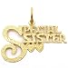 14K Gold Special Sister Hearts Charm Jewelry 15.5mm