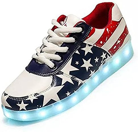 KicksKid Unisex Star Nova Men Women Kids LED Light Up Shoes Slip-On Loafers Kicks Fashion sneakers Red 31