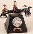8" Retro Musical Decorative Telephone with Festive Christmas Elves