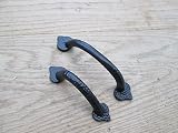 IRONMONGERY WORLDﾂｮ BLACK ANTIQUE CAST IRON KITCHEN CABINET CUPBOARD DOOR PULL HANDLE REAR FIX (4 SM